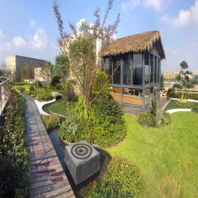 公司屋顶花园和健身房建成并投入使用